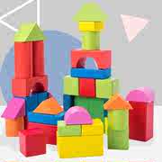 幼儿童木制彩色实木，积木拼装玩具数字早教，益智宝宝2-6岁木头桶装
