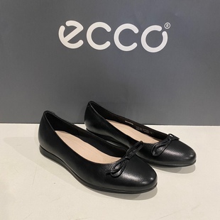 ECCO爱步单鞋女鞋船鞋平底超软皮休闲鞋芭蕾舞鞋一脚蹬271713触感