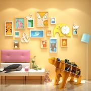 北欧儿童房沙发背景墙面装饰照片墙免打孔相片墙创意相框挂墙组合