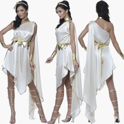 希腊女神服白色印度服印度舞女服，雅典娜舞蹈服性感单肩长裙演出服