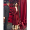 韩版酒红色大衣女结婚呢子双面，羊毛秋冬高级感新娘，毛呢外套可日常