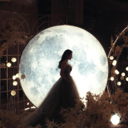 婚庆道具发光月球婚礼舞台软膜灯箱影楼舞台装饰背景月亮摆件