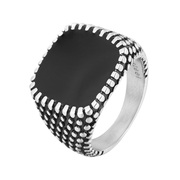 欧美点状戒指 滴油潮人指环男款朋克方形复古钛钢饰品 HF362