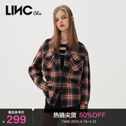 LINCCHIC金羽杰衬衫女朋克学院感格纹衬衫外套女S231SH065Y