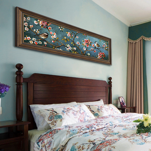 美式卧室挂画房间装饰画，高级感手绘油画中式客厅，壁画欧式墙面挂画