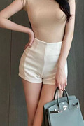 白色高腰短裤女夏季西装运动裤，显瘦小个子外穿打底紧身收腰休闲裤