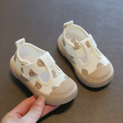 儿童帆布鞋春秋季幼儿园室内鞋宝宝软底女童男童小童一脚蹬小白鞋