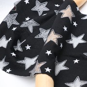 黑色星星镂空白色网纱复合时装，布料夏季儿童连衣裙衬衫时装面料