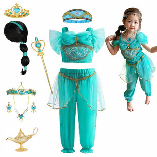 茉莉公主裙子儿童万圣节表演阿拉丁神灯女童肚皮，舞蹈印度演出服装