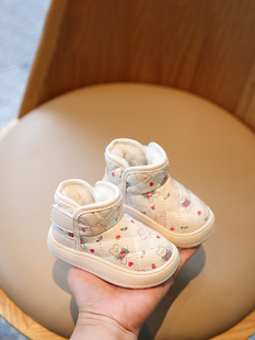婴儿棉鞋1一2岁鞋子女宝宝雪地靴保暖冬季防水软底学步鞋加绒棉靴