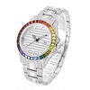 钢带石英表潮流个性彩虹手表，时尚圆形玫瑰女普通国产腕表