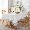 法式浪漫纯色全棉水洗，棉流星雨蕾丝花边茶几，台布餐桌布一件