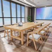 办公室洽谈桌椅长桌，大板桌现代全实木，会议桌简约桌子长条桌工作台