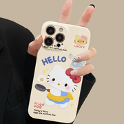 创意可爱煎蛋hellokitty猫适用iphone15promax苹果14卡通13全包mini防摔xr高级感12菲林8plus11手机壳女