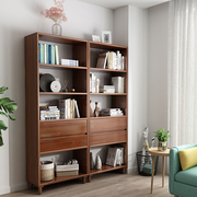 北欧日式纯实木书架自由组合落地置物架简约家用客厅满墙书柜原木