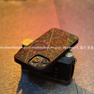 国色天香降解中国风适合iPhone14手机壳12工艺11防摔皮质promax复古刺绣小碎花