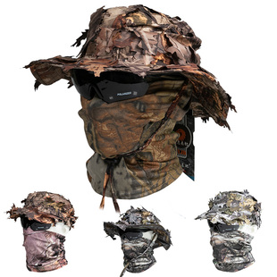 夏季迷彩奔尼帽男士战术，奔尼帽渔夫帽，枯树叶帽钓鱼圆边帽战术帽