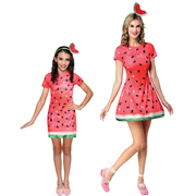 万圣节cosplay服装水果猕猴桃菠萝，草莓西瓜短袖t恤半身母女亲子装