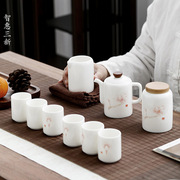 德化羊脂玉白瓷功夫茶具套装家用白玉瓷盖碗茶壶茶杯陶瓷茶具