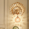 美式创意孔雀壁灯树脂水晶客厅背景墙 床头灯欧式玄关卧室阳台灯