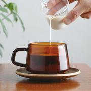 日本kintosepia意式咖啡杯，高端精致复古琥珀色耐热玻璃杯碟套装