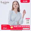 Lavinia2024休闲通勤气质v领衬衫女清新薄荷绿设计感雪纺衬衣