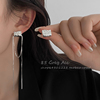 欧美风不对称流苏耳钉，女小众设计高级感2024耳环气质耳饰