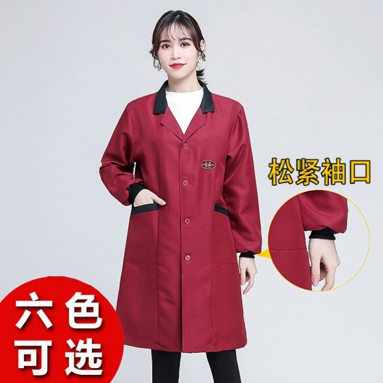 罩衣混纺扣子工作服大人时尚纯色