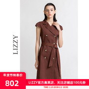 2023秋季女士无袖，收腰双排扣风衣连衣裙，气质显瘦西装裙子
