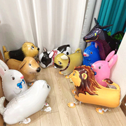 走路动物铝箔气球卡通宠物狗恐龙，猫咪散步氦气球儿童生日派对玩具