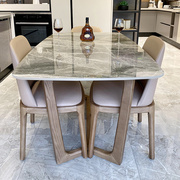 轻奢北欧岩板餐桌意式实木小户型餐桌椅组合家用大理石6/8人餐桌