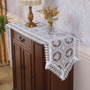 白色桌旗蕾丝镂空桌巾装饰长条桌布高级感流苏桌旗