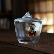 日式琉璃茶叶罐加厚大号中式玻璃存茶罐创意山式高端储茶罐子茶道