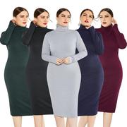 Plus size Autumn sweater Women bodycon dress 大码针织连衣裙
