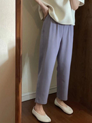 今年流行紫色锥形萝卜裤女2023夏季高腰宽松显瘦哈伦裤奶奶裤
