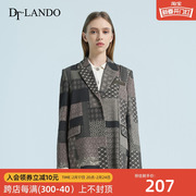 dt·lando商场同款秋冬复古西装外套女小众设计感撞色上衣