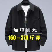 350斤大码长袖衬衣男春秋季加肥加大宽松薄款胖子刺绣工装衬衫潮9