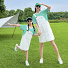 特别的亲子装潮夏季母女装条纹假两件背带裙洋气韩版夏装裙子