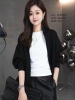 韩版休闲卫衣网红短款黑色长袖，外套女圆领开衫气质蝙蝠袖上衣