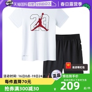 jordan男童运动套装夏季速干休闲服，短袖短裤上衣裤子服饰聚酯字母