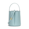 牛皮花瓣水桶包小众(包小众)设计法式优雅时尚蓝色竖款抽绳手提包