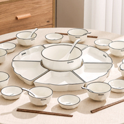 中式拼盘餐具组合套装，家用盘子碗创意菜盘家庭，聚会圆桌摆盘餐具