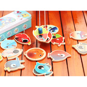 铁盒磁性钓鱼玩具木制1-2-3周岁，宝宝男女孩儿童益智小孩钓鱼玩具