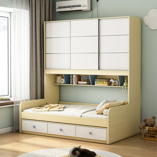 床柜组合实木衣柜床小户型省空间可定制单人床家用储物儿童床香港