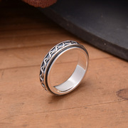 S925纯银绕丝转动戒指 泰银简约复古缠绕立体设计银饰品指环