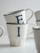 日本进口zakka风格，北欧复古字母成人陶瓷马克杯水杯，果汁杯牛奶杯