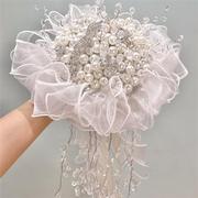 结婚婚纱珠宝手捧花diy材料，包仿珍珠钻石，奢华新娘捧花手拿花成品