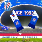 上海申花2023新队徽(新队徽)蓝白撞色球迷助威薄款纪念围巾kf00902055
