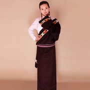 藏袍女 西藏民族服装氆氇花边藏服藏族服装藏装女款纯棉藏衣
