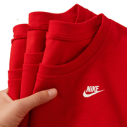 Nike耐克红色t恤男短袖纯棉打底男女同款龙年本命年衣服新年半袖